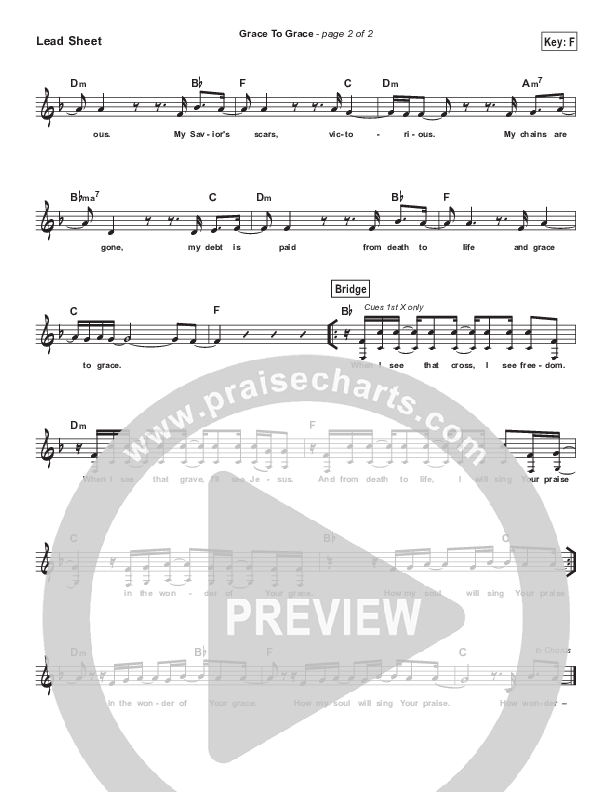 Grace To Grace (Simplified) Lead Sheet (Hillsong Worship)