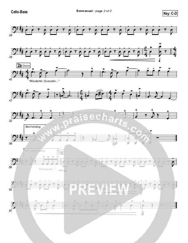 Emmanuel Cello/Bass (Michael W. Smith)