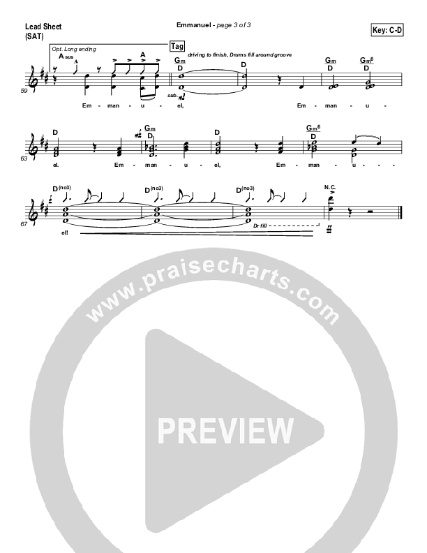 Emmanuel Lead Sheet (SAT) (Michael W. Smith)