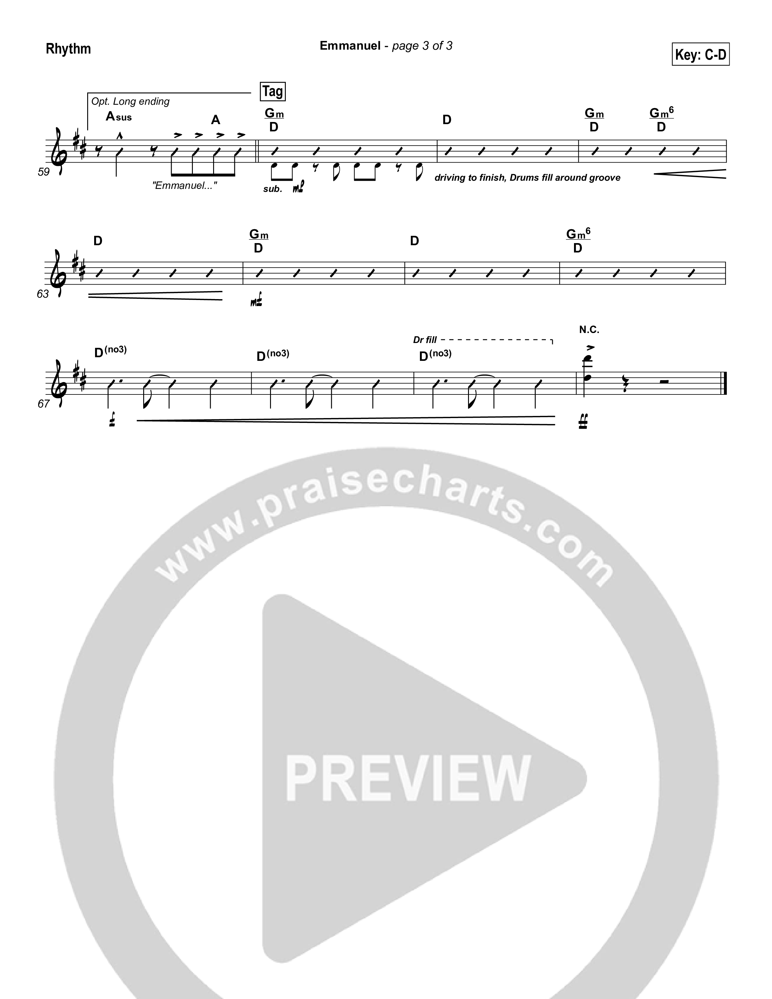 Emmanuel Rhythm Chart (Michael W. Smith)