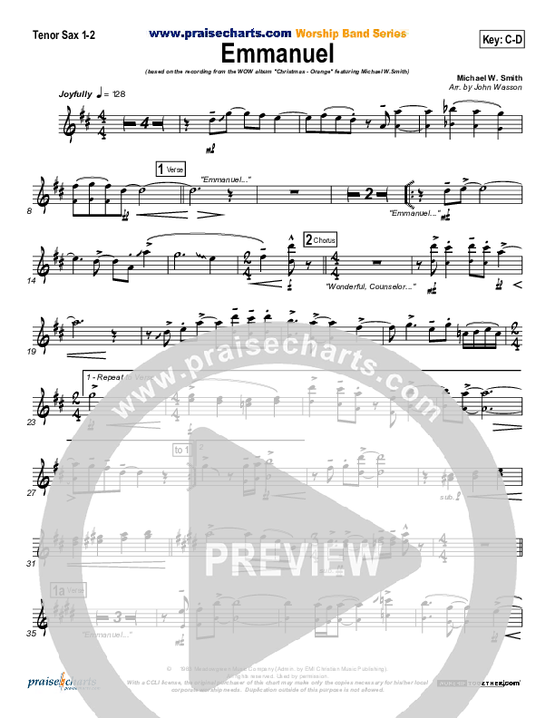 Emmanuel Tenor Sax 1/2 (Michael W. Smith)