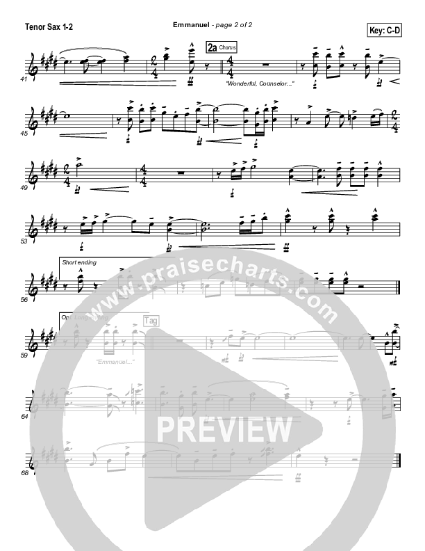 Emmanuel Tenor Sax 1/2 (Michael W. Smith)