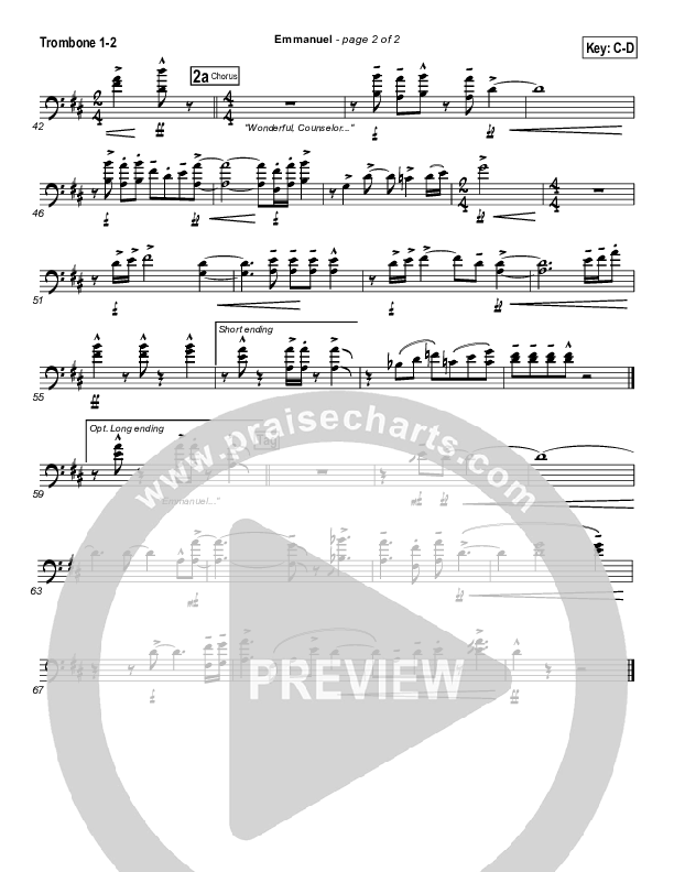 Emmanuel Trombone 1/2 (Michael W. Smith)