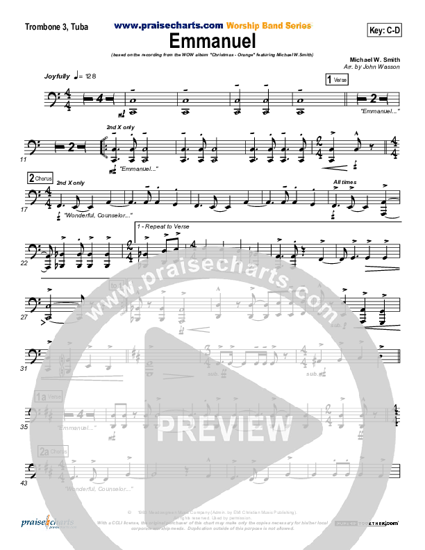 Emmanuel Trombone 3/Tuba (Michael W. Smith)