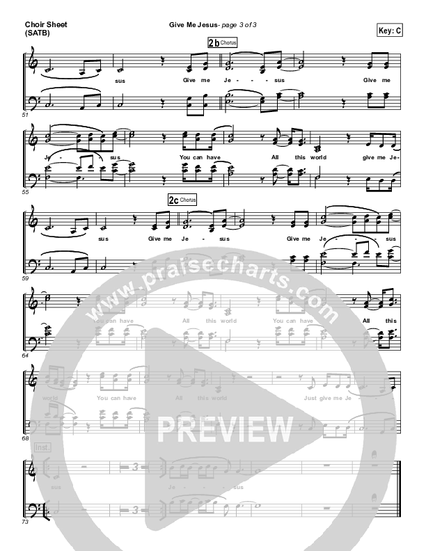 Give Me Jesus Choir Sheet (SATB) (Jeremy Camp)