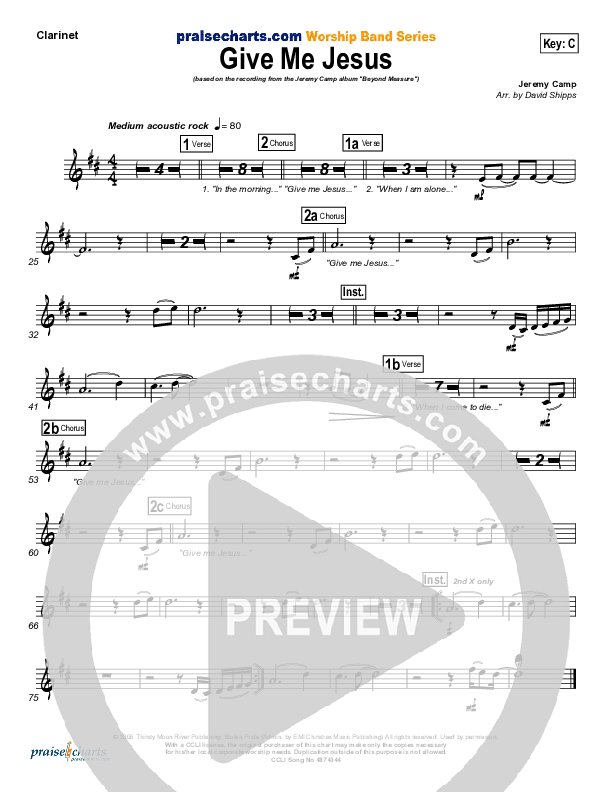 Give Me Jesus Clarinet (Jeremy Camp)