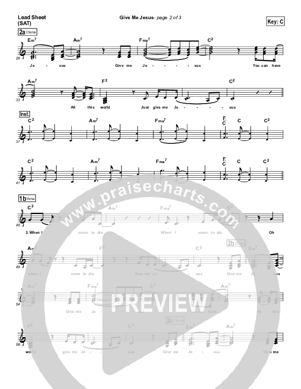Give Me Jesus Lead Sheet (SAT) (Jeremy Camp)