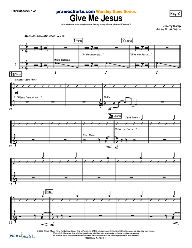 Give Me Jesus Percussion (Jeremy Camp)