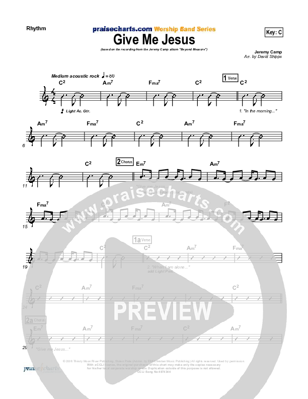 Give Me Jesus Rhythm Chart (Jeremy Camp)