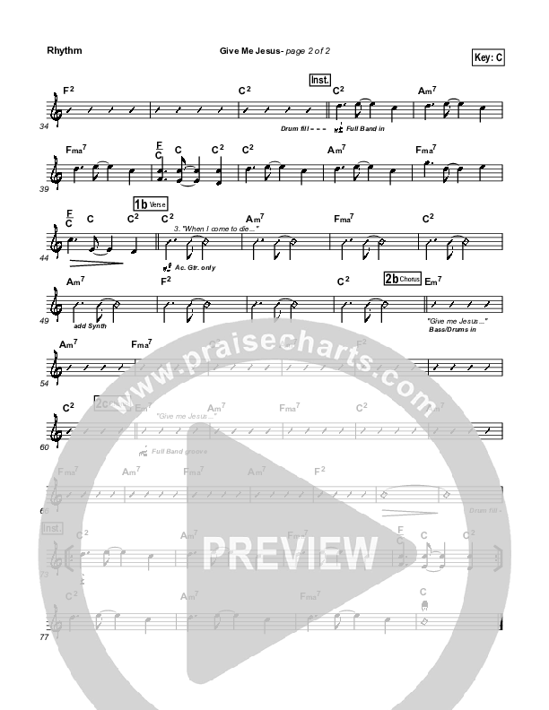 Give Me Jesus Rhythm Chart (Jeremy Camp)