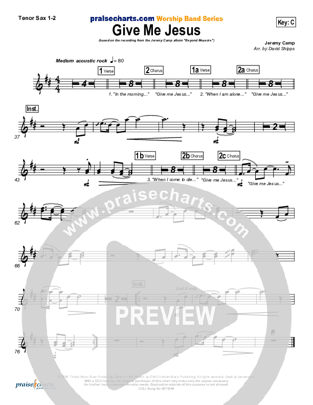 Give Me Jesus Tenor Sax 1/2 (Jeremy Camp)