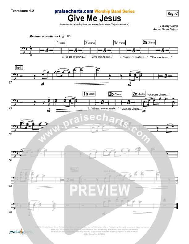 Give Me Jesus Trombone 1/2 (Jeremy Camp)