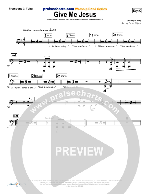 Give Me Jesus Trombone 3/Tuba (Jeremy Camp)