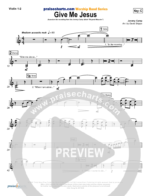Give Me Jesus Violin 1/2 (Jeremy Camp)