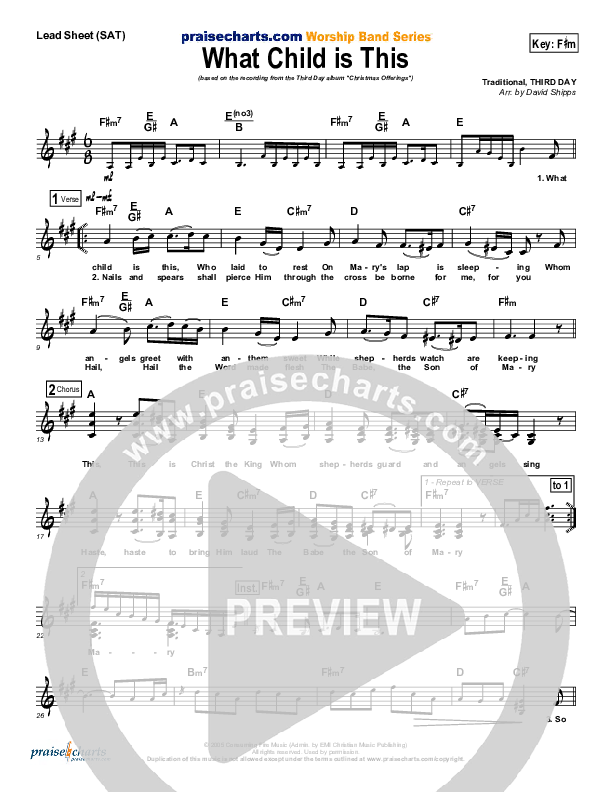 What Child Is This Lead Sheet (SAT) (Third Day)