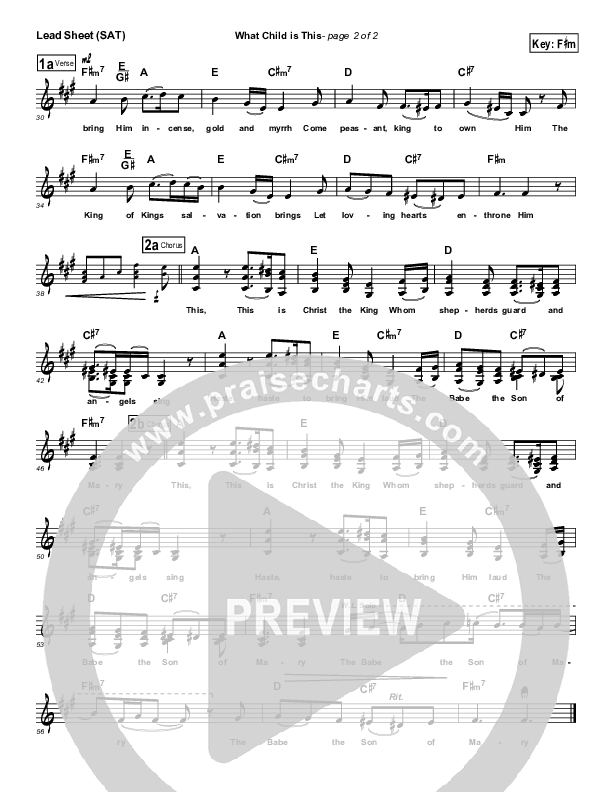 What Child Is This Lead Sheet (SAT) (Third Day)