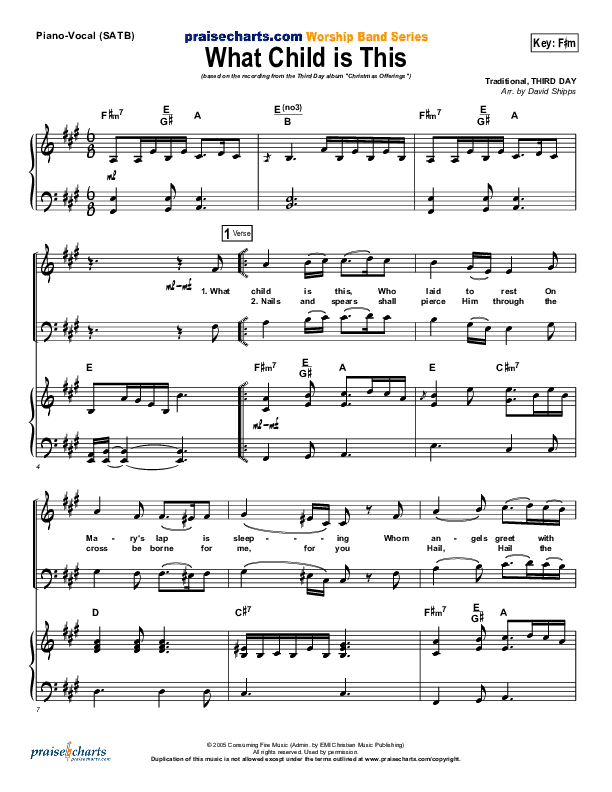 What Child Is This Piano/Vocal (SATB) (Third Day)