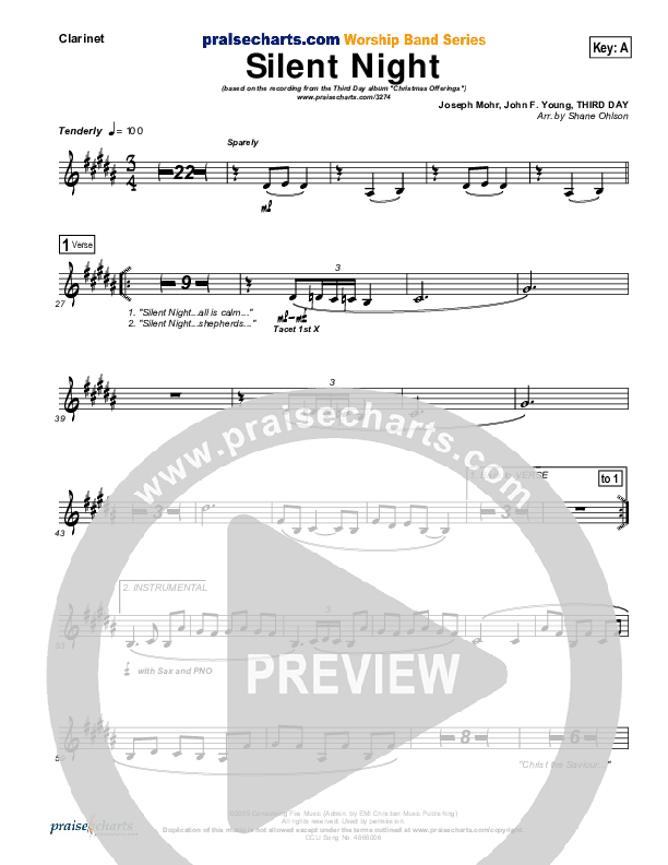 Silent Night Clarinet (Third Day)