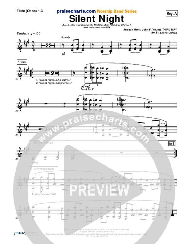 Silent Night Flute/Oboe 1/2/3 (Third Day)