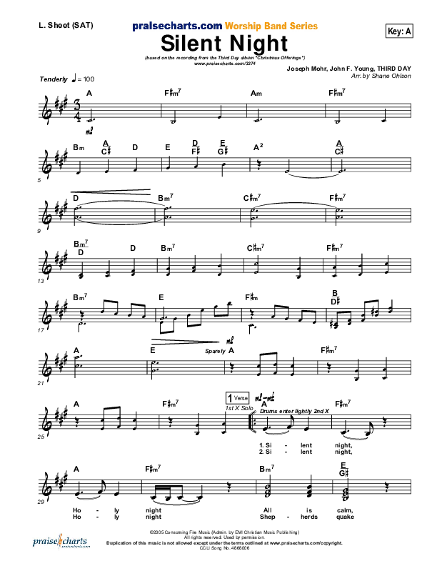 Silent Night Lead Sheet (Third Day)
