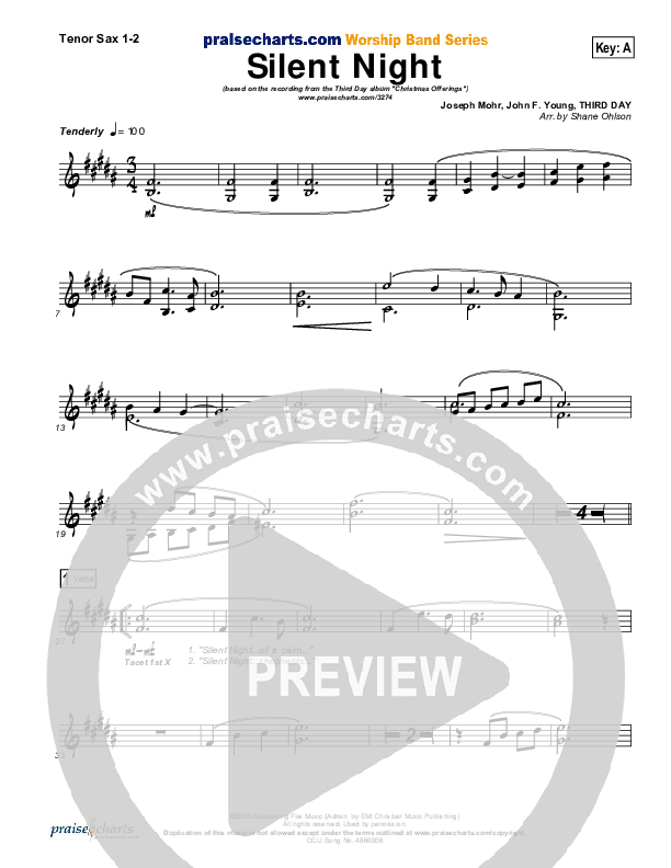 Silent Night Tenor Sax 1/2 (Third Day)