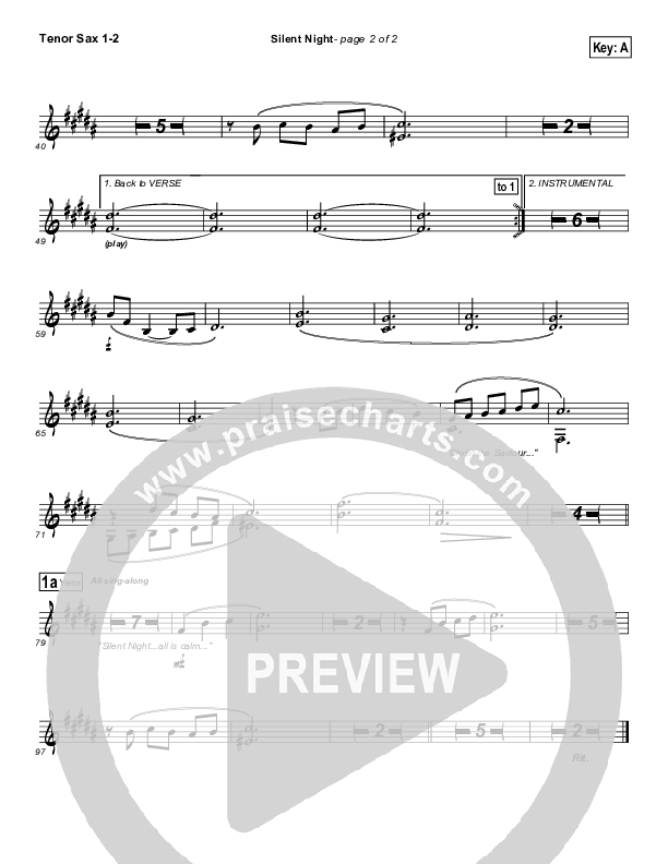 Silent Night Tenor Sax 1/2 (Third Day)