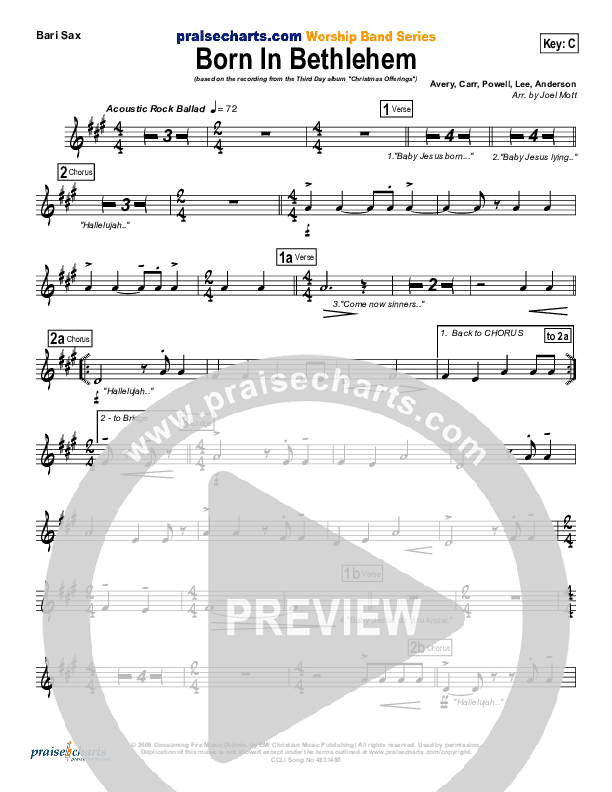 Born In Bethlehem Bari Sax (Third Day)