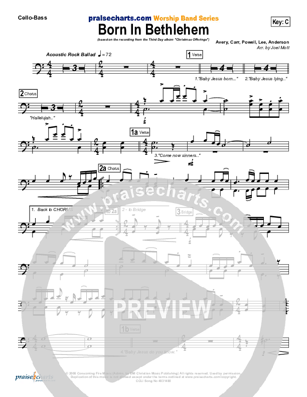 Born In Bethlehem Cello/Bass (Third Day)