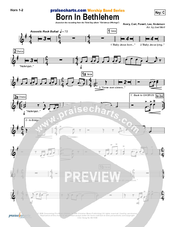 Born In Bethlehem French Horn 1/2 (Third Day)