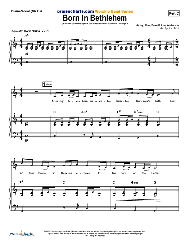 Born In Bethlehem Piano/Vocal (Third Day)