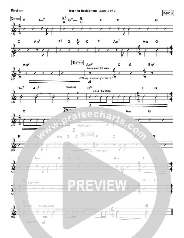 Born In Bethlehem Rhythm Chart (Third Day)