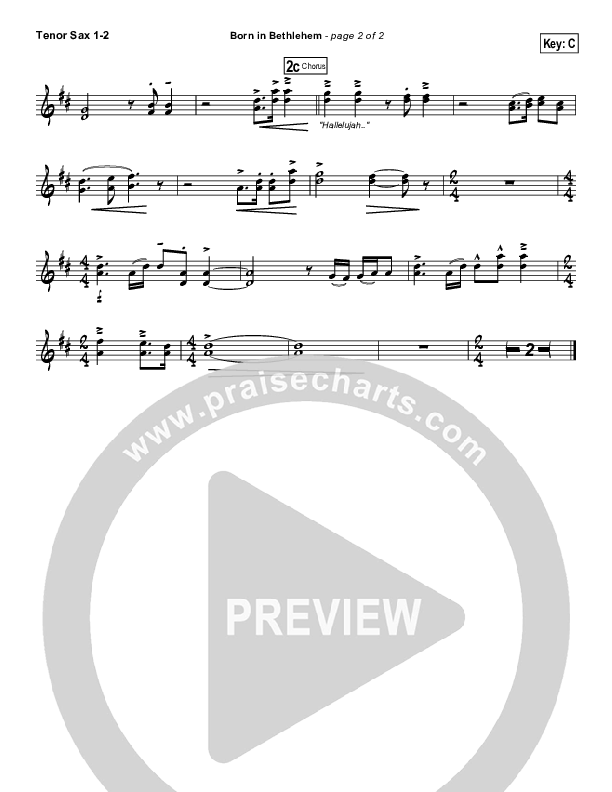 Born In Bethlehem Tenor Sax 1/2 (Third Day)