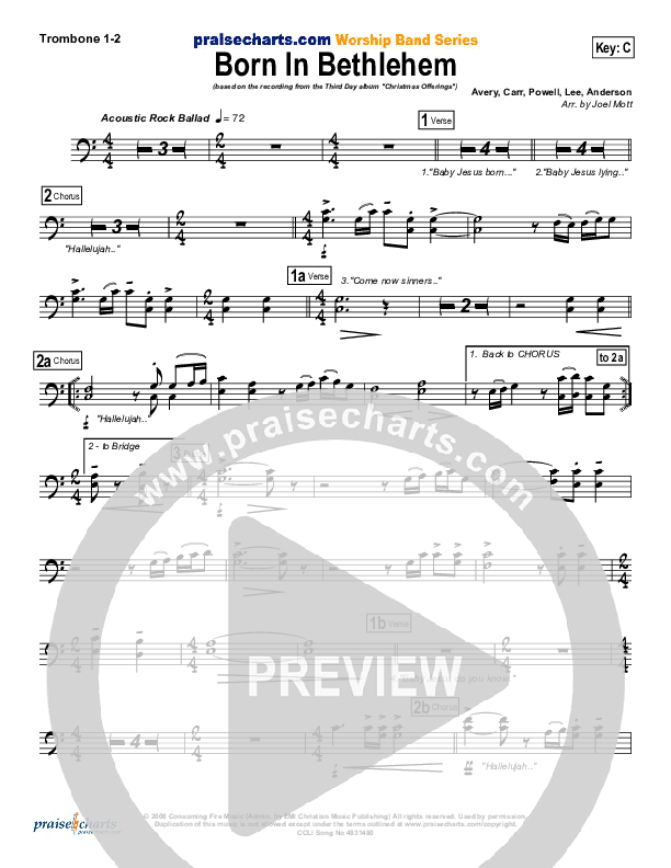 Born In Bethlehem Trombone 1/2 (Third Day)