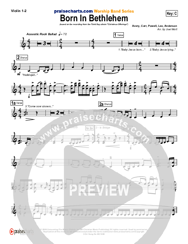 Born In Bethlehem Violin 1/2 (Third Day)