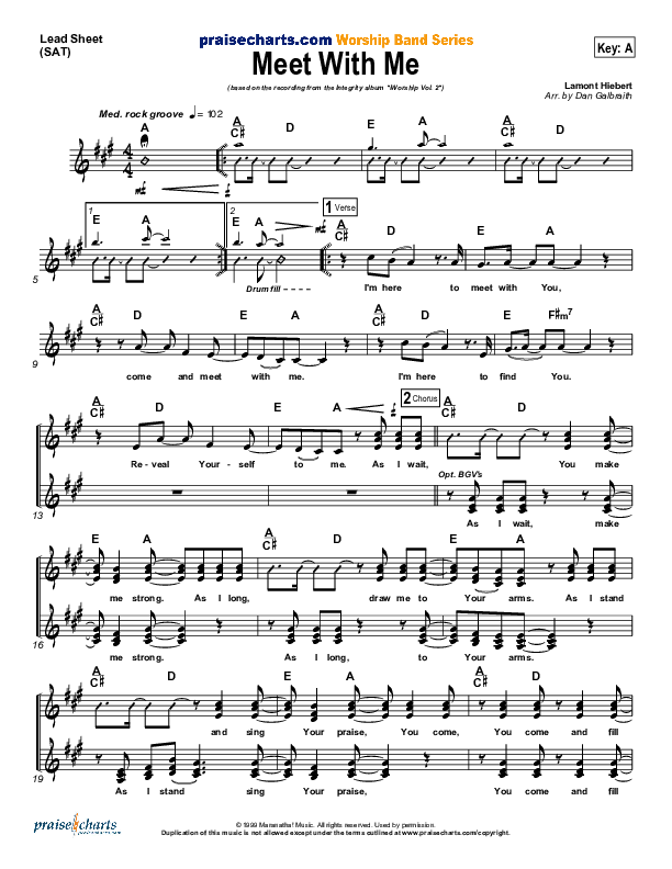 Meet With Me Lead Sheet (SAT) (Paul Baloche)