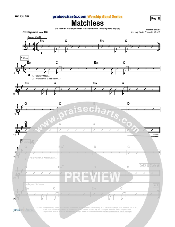 Matchless Rhythm Chart (Aaron Shust)