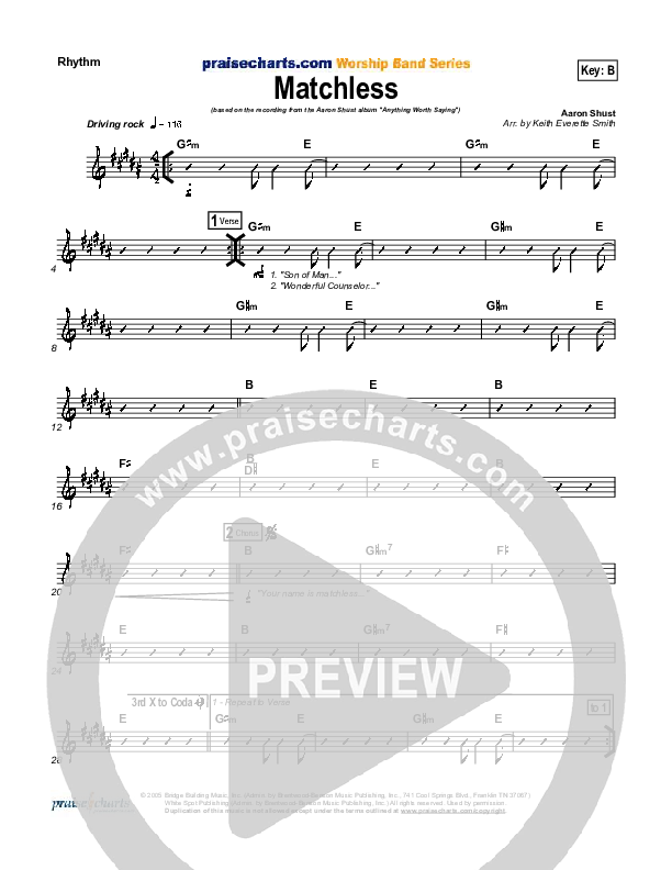 Matchless Rhythm Chart (Aaron Shust)