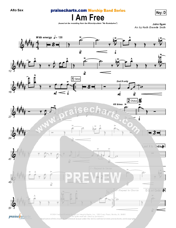 I Am Free Alto Sax (Promise Keepers)