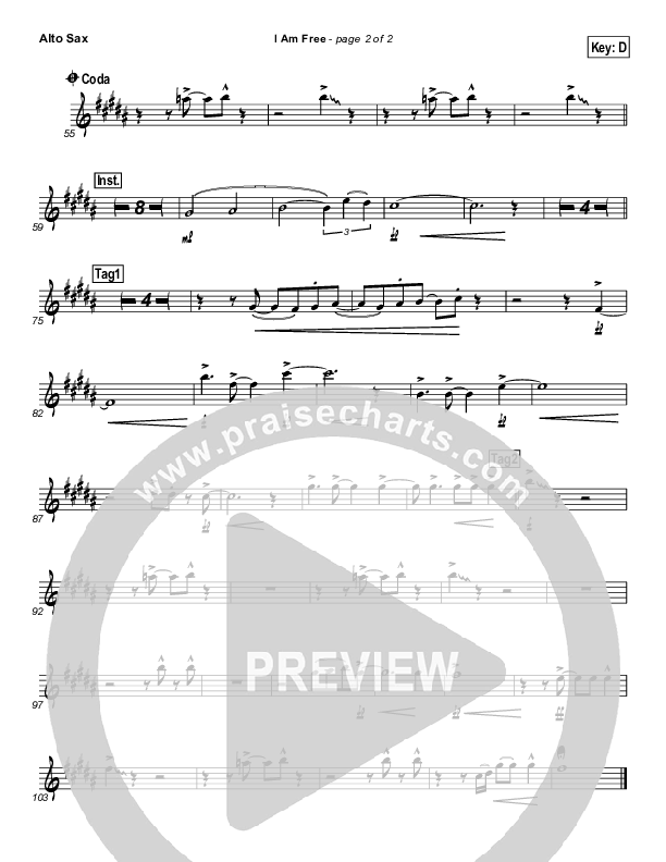 I Am Free Alto Sax (Promise Keepers)