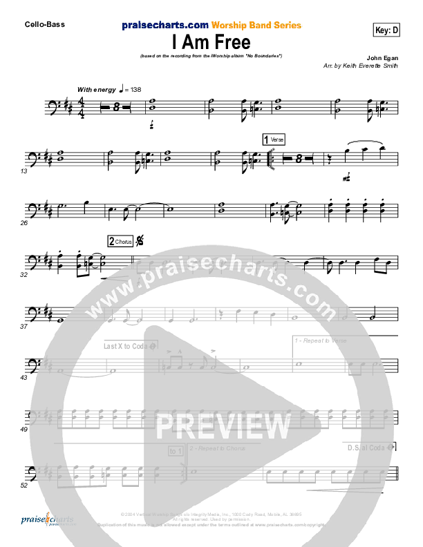 I Am Free Cello/Bass (Promise Keepers)