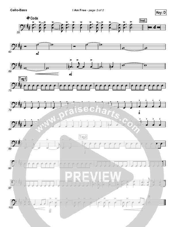 I Am Free Cello/Bass (Promise Keepers)