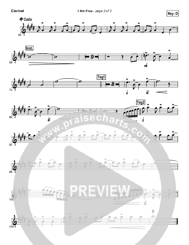 I Am Free Clarinet (Promise Keepers)