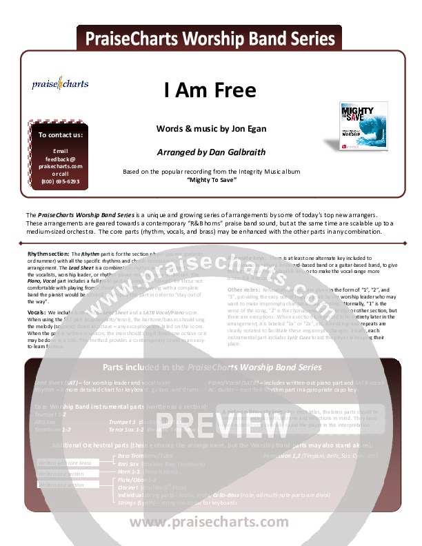 I Am Free Cover Sheet (Promise Keepers)
