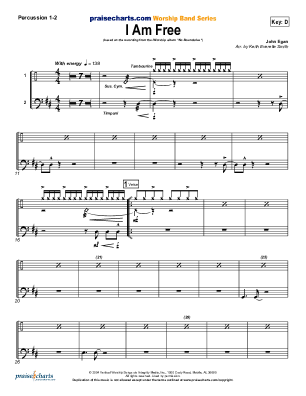 I Am Free Percussion 1/2 (Promise Keepers)