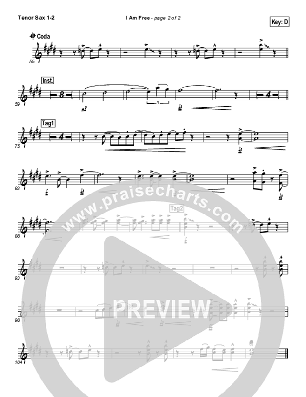 I Am Free Tenor Sax 1/2 (Promise Keepers)
