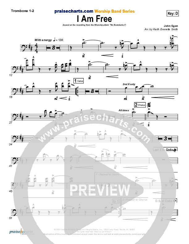 I Am Free Trombone 1/2 (Promise Keepers)