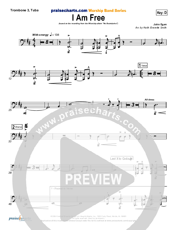 I Am Free Trombone 3/Tuba (Promise Keepers)