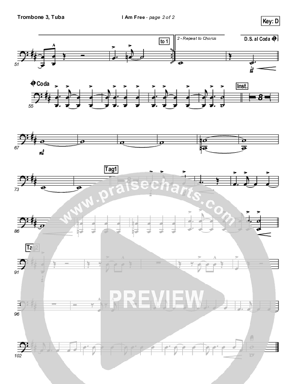 I Am Free Trombone 3/Tuba (Promise Keepers)