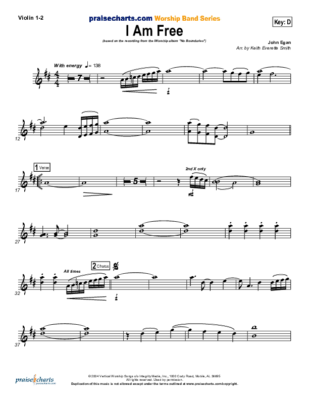 I Am Free Violin 1/2 (Promise Keepers)