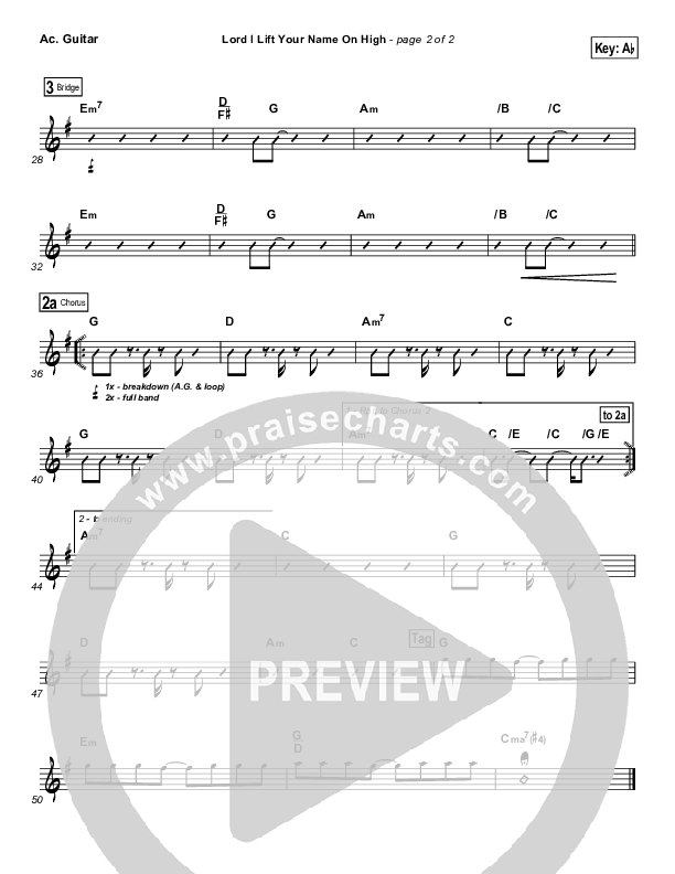 Lord I Lift Your Name On High Acoustic Guitar (Lincoln Brewster)